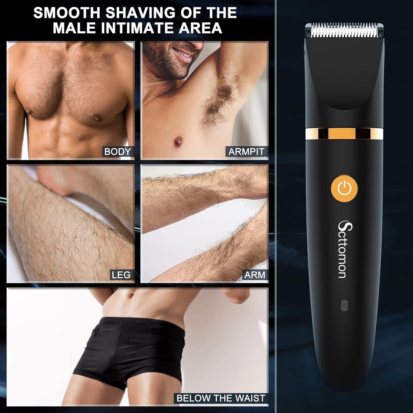 Electric Groin Hair Trimmer Cordless Ball Trimmer for Men Body Shaver Nose Hair