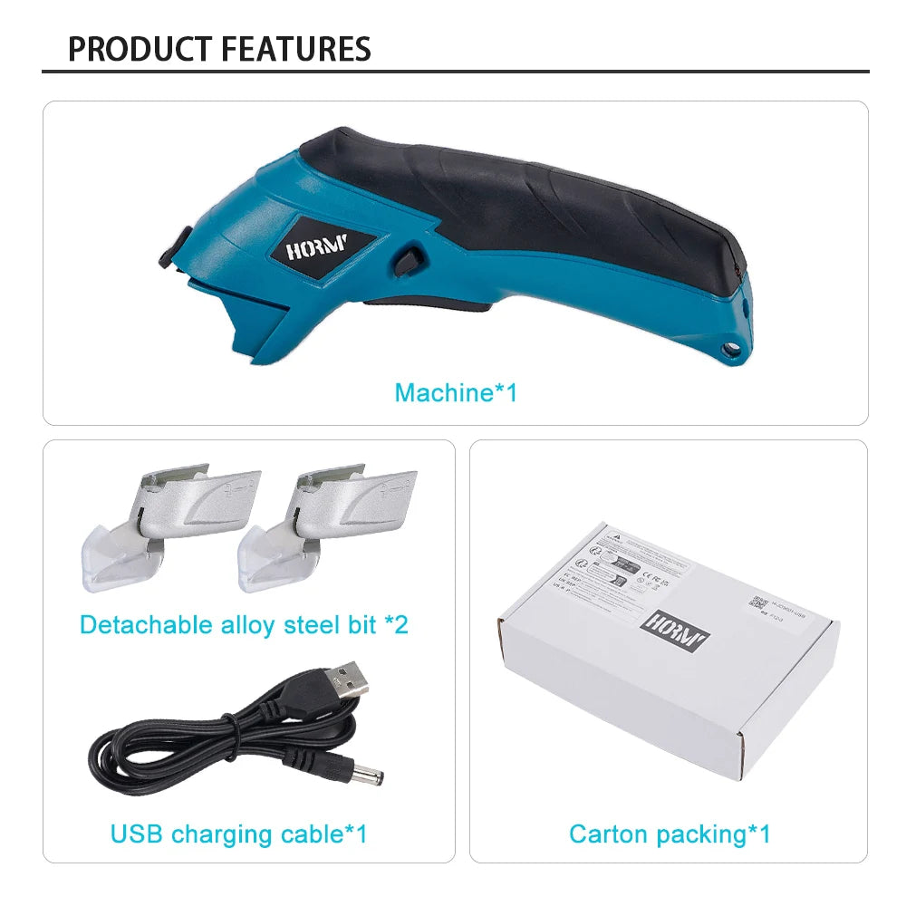 3.6V Multifunctional Electric Scissors Fabric Cutting Machine Leather Scissors with Tungsten Steel Blades USB Rechargeable Tool
