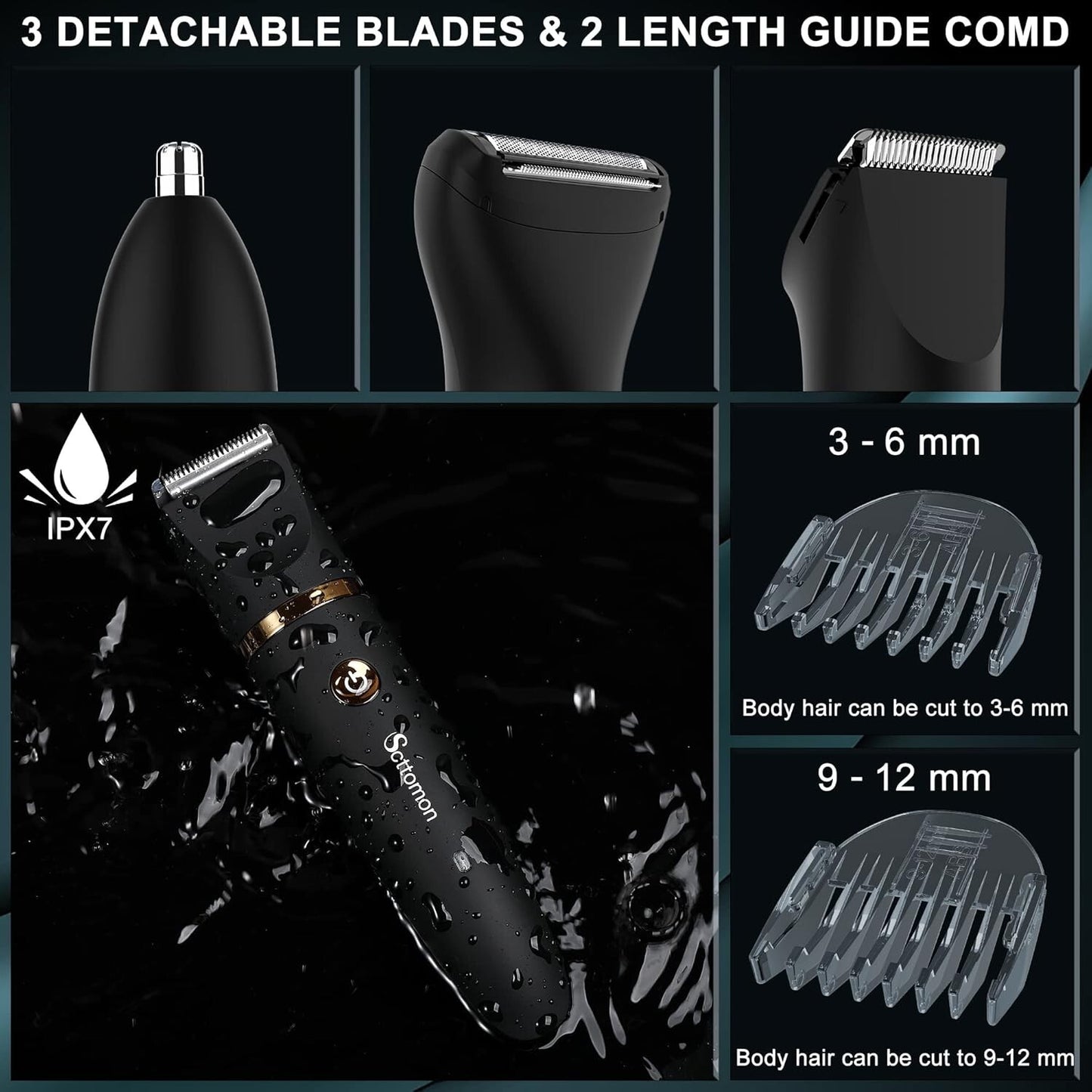 Electric Groin Hair Trimmer Cordless Ball Trimmer for Men Body Shaver Nose Hair