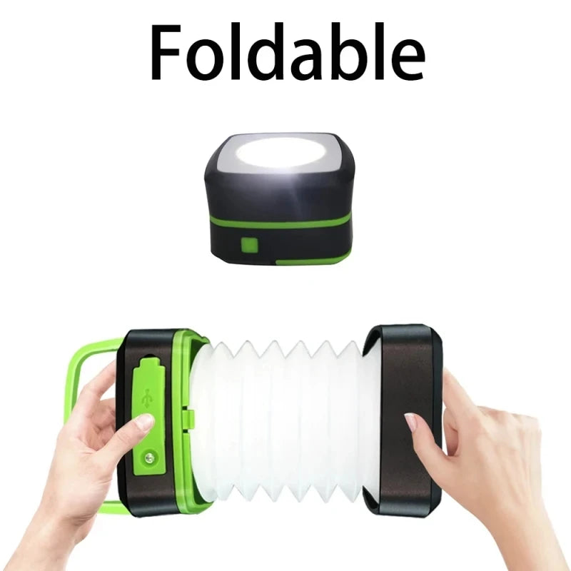 Camping Light Solar Rechargable Foldable Portable Lantern Power Bank Waterproof 3 Modes Flashlight Solar Lamp Camp Outdoor
