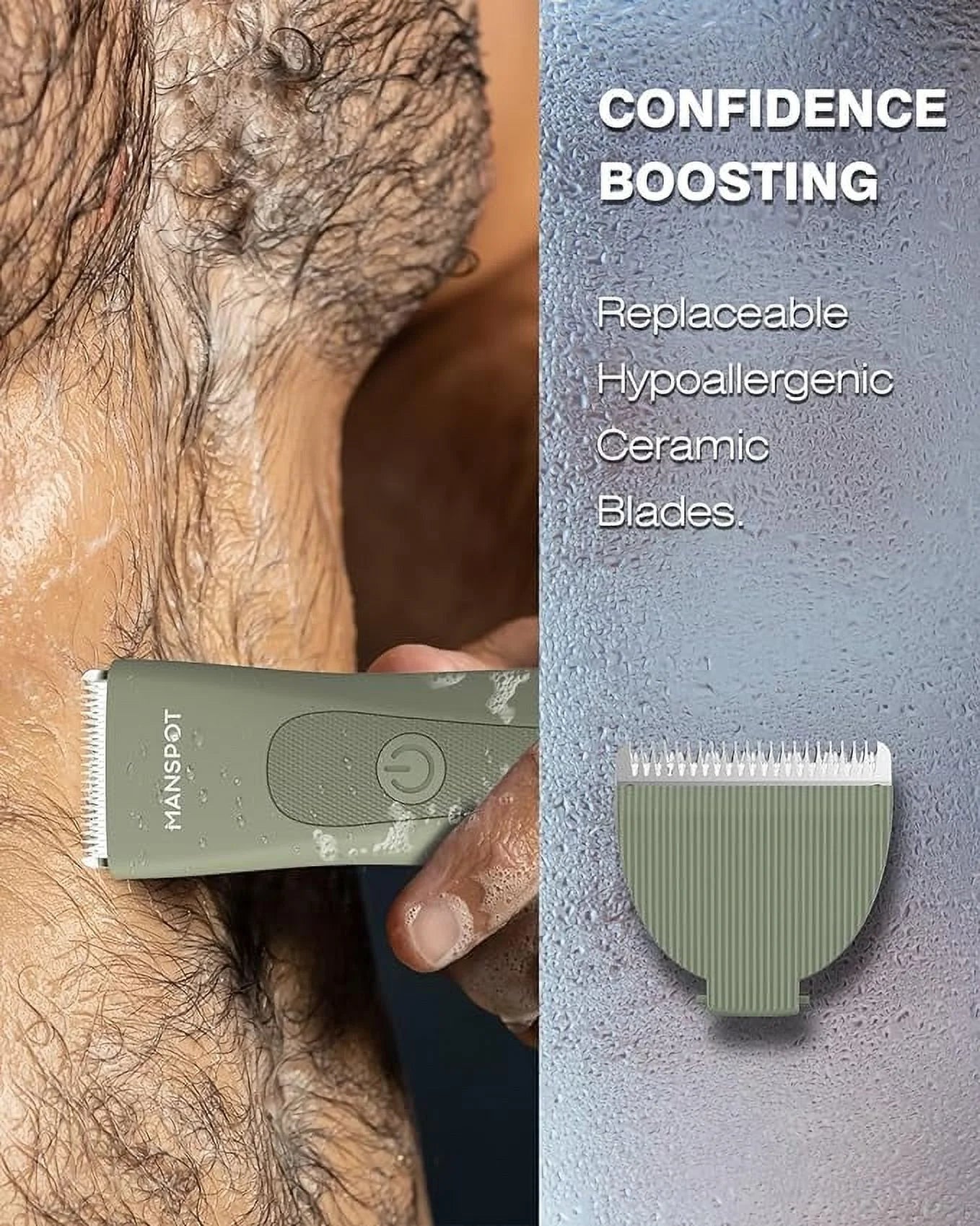 Manscape Body Hair Trimmer, Waterproof Battery-Powered, with Extra Blade, 1 Piece