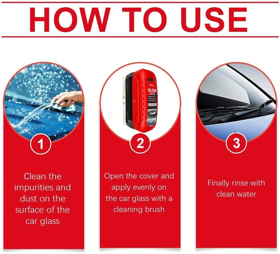 Car Oil Film Cleaning Glass,Oil Film Cleaning Brush for Car Windows,Car Windshield Cleaner,Automotive Glass Cleaning Board,Car Oil Film Cleaning Brush,Glass Oil Film Remover