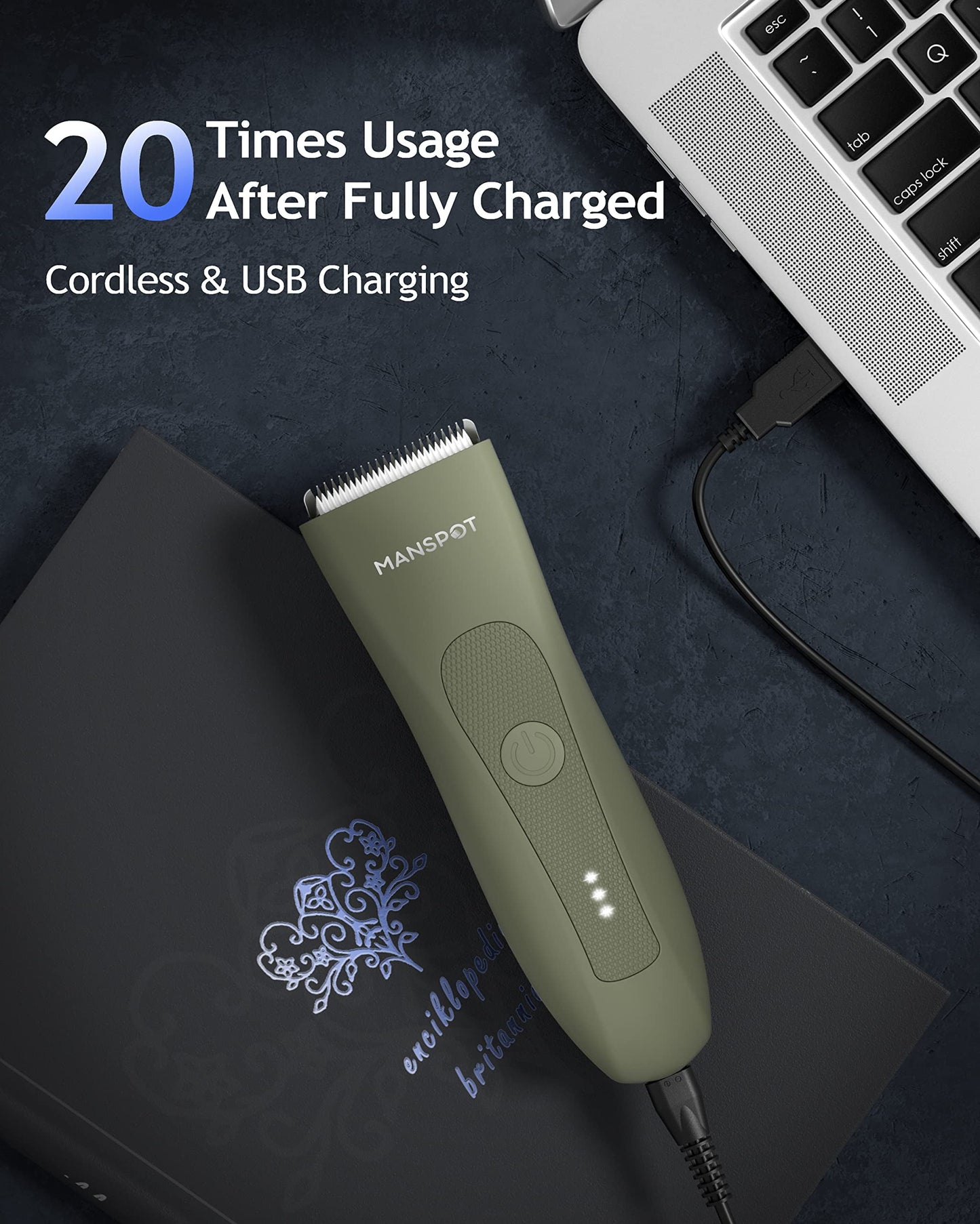 Manscape Body Hair Trimmer, Waterproof Battery-Powered, with Extra Blade, 1 Piece