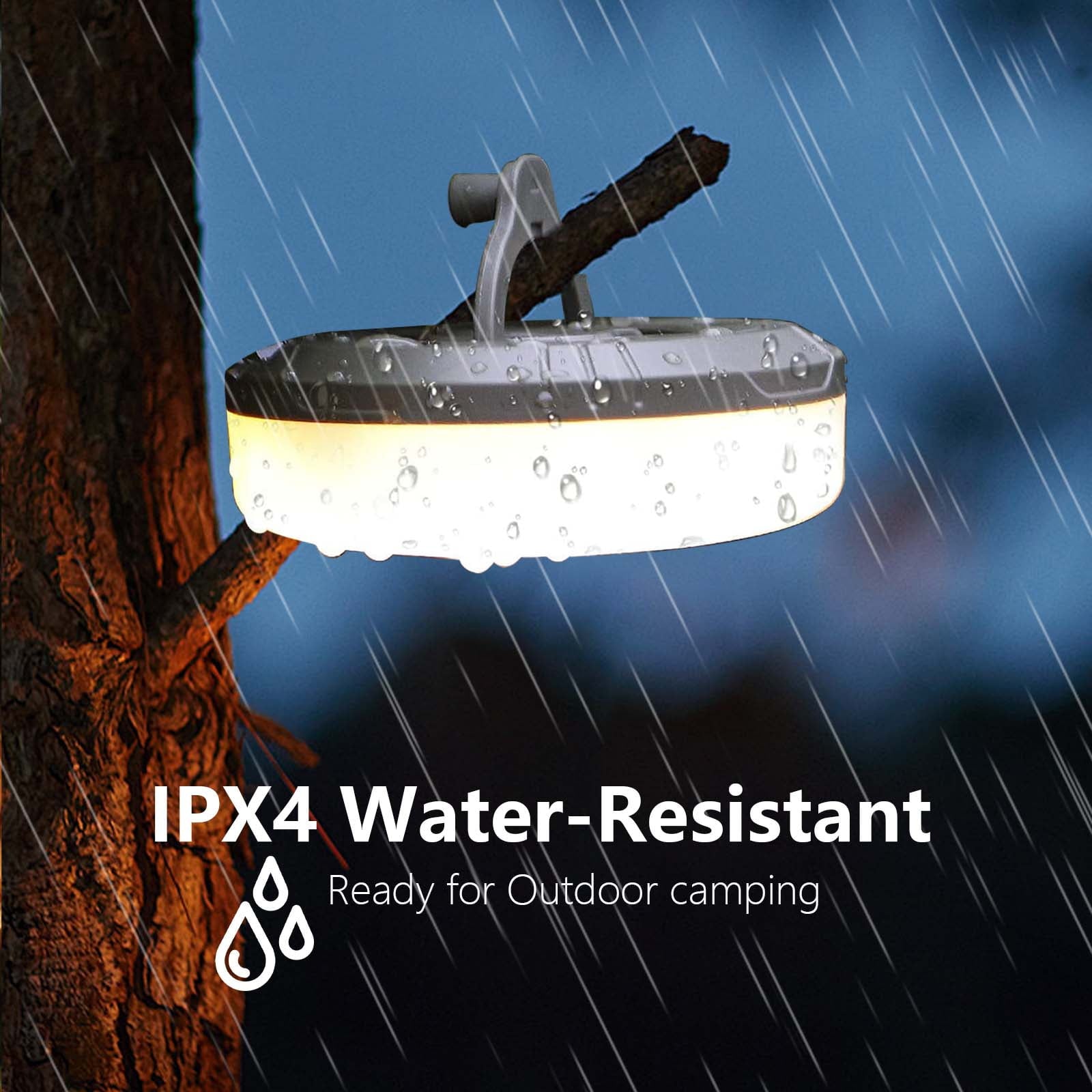 Camping Outdoor String Lights,Waterproof Rechargeable Tent Lights Lantern for Garden,Yard,Hiking,Warm Color