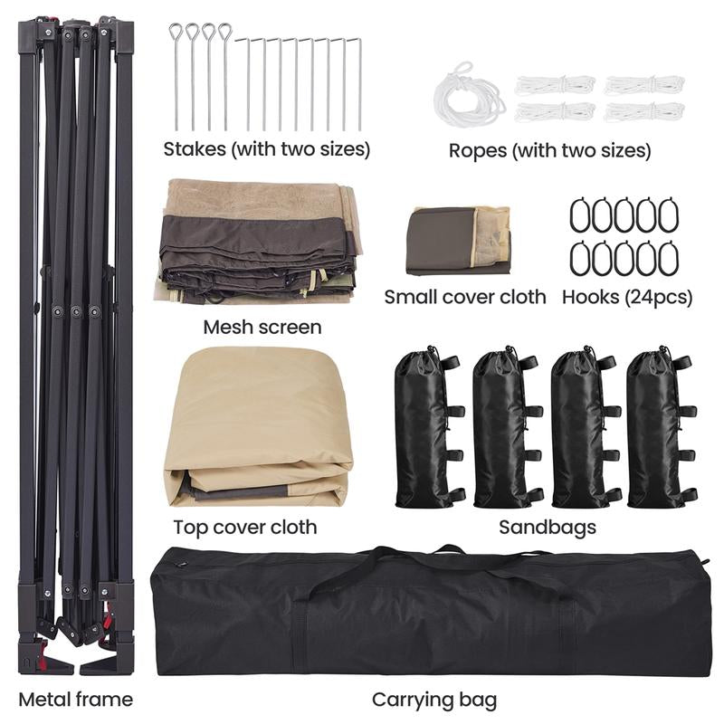  Yaheetech Pop up Gazebo Outdoor Canopy Shelter, Instant Patio Gazebo Sun Shade Canopy Tent with 4 Sandbags, Double Tiers & Mesh Netting for Lawn, Garden, Backyard & Deck
