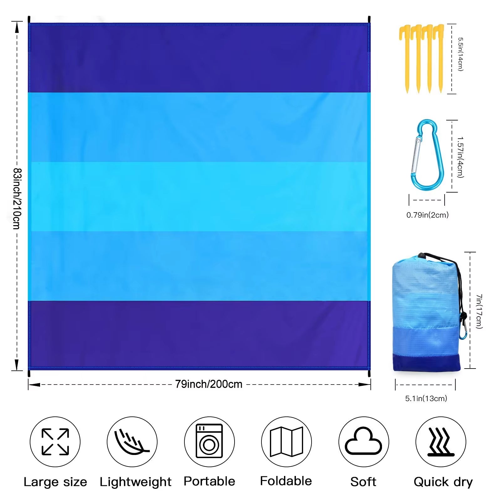 Extra-Large Waterproof Beach Blanket for 4-7 Adults,-,Lightweight,,Sandproof Picnic Mat for Beach,,Travel,Camping,Hiking