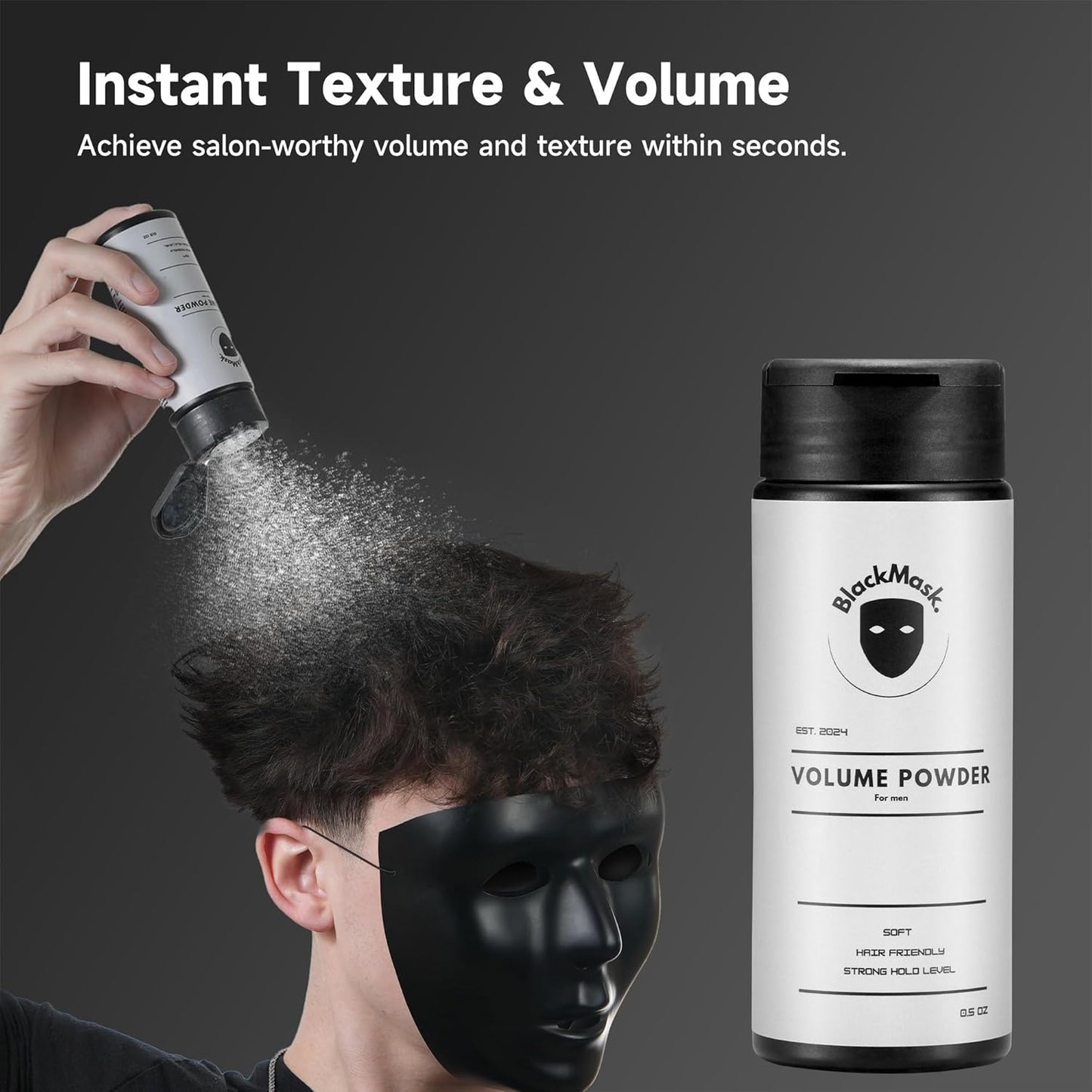 Texture Powder for Men, Easy to Apply - Instantly Adds Texture & Volume, All-Natural Ingredients, Strong Hold, Hair Powder for Men