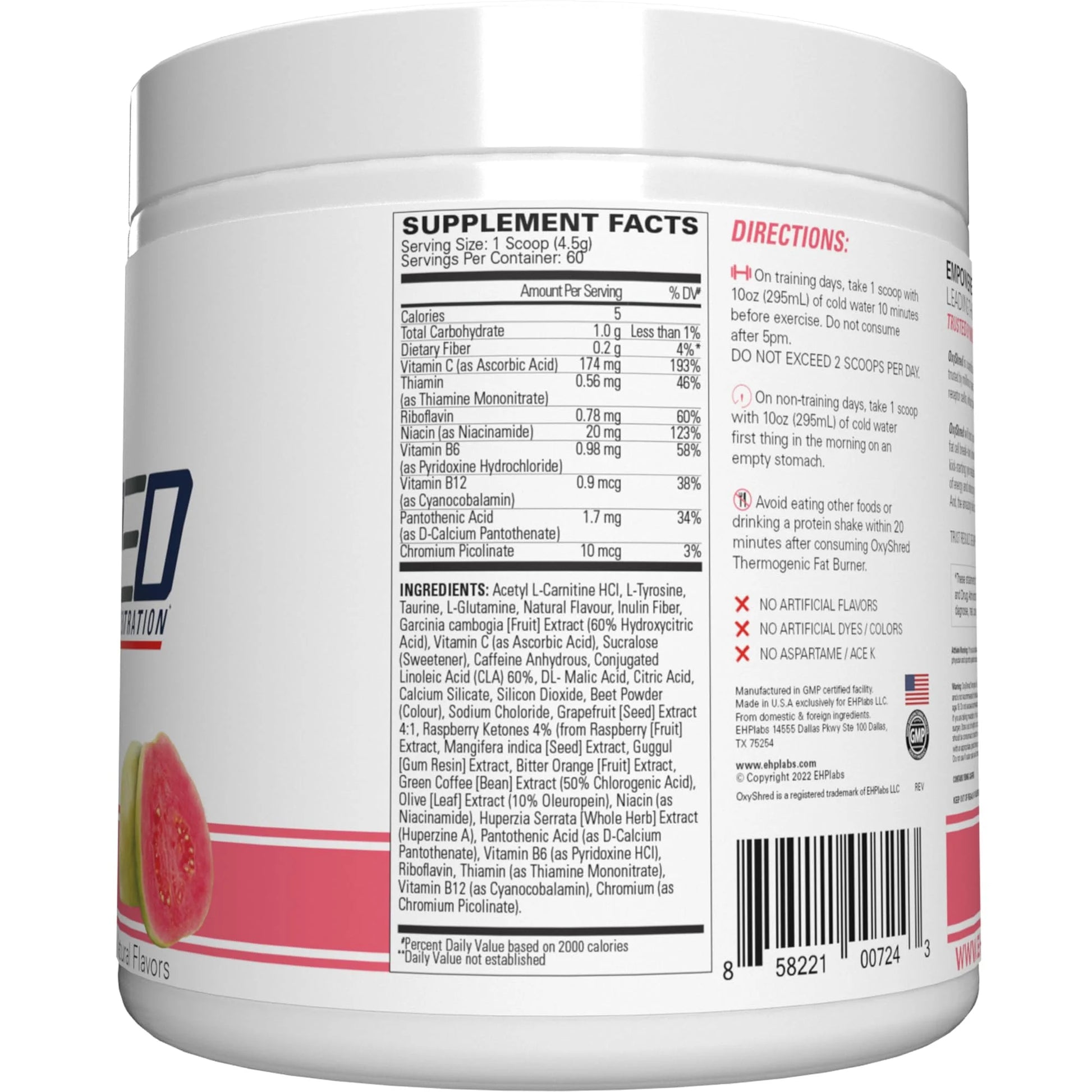 Oxyshred Pre Workout Powder & Shredding Supplement - Preworkout Powder with L Glutamine & Acetyl L Carnitine, Energy Boost Drink - Guava Paradise, 60 Servings