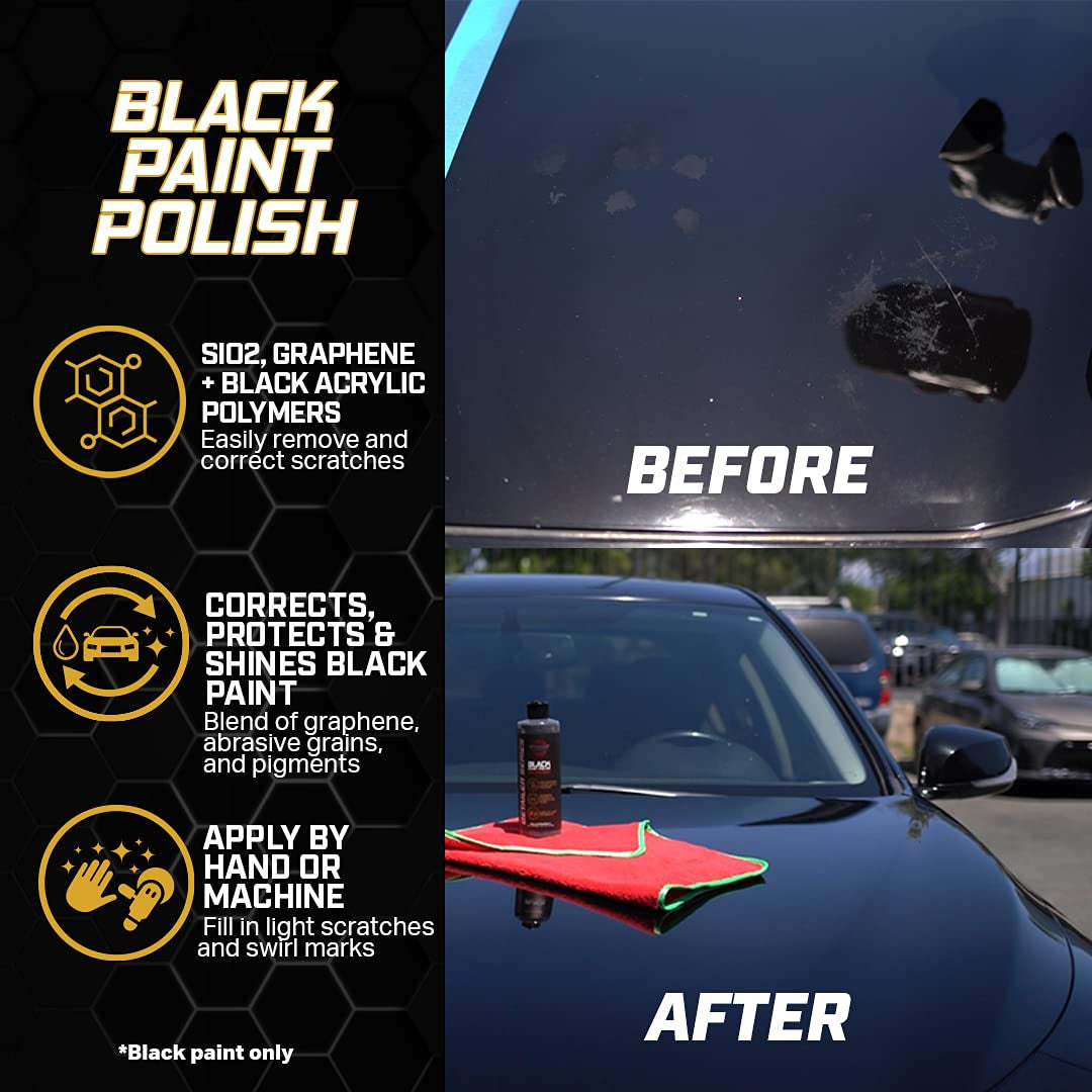 Graphene + Ceramic Black Paint Polish with Sio2, 1 Year Coating for Enthusiasts and Professionals
