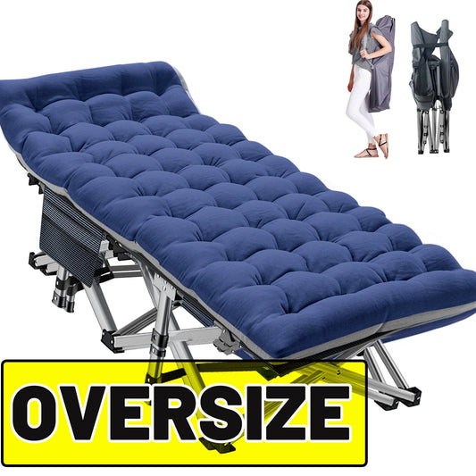 XXL Oversized 78" Portable Heavy Duty Camping Cot for Adults, Rollaway Guest Bed Sleeping Cot with Mattress, Outdoor Folding Bed with Carry Bag