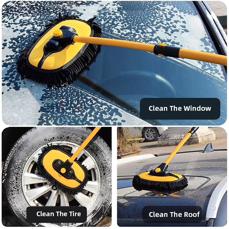 LEIBOO Car Wash Mop Cleaning Brush Telescoping Long Handle Cleaning Mop Retractable Bent Bar Car Wash Brush Car Cleaning Tools