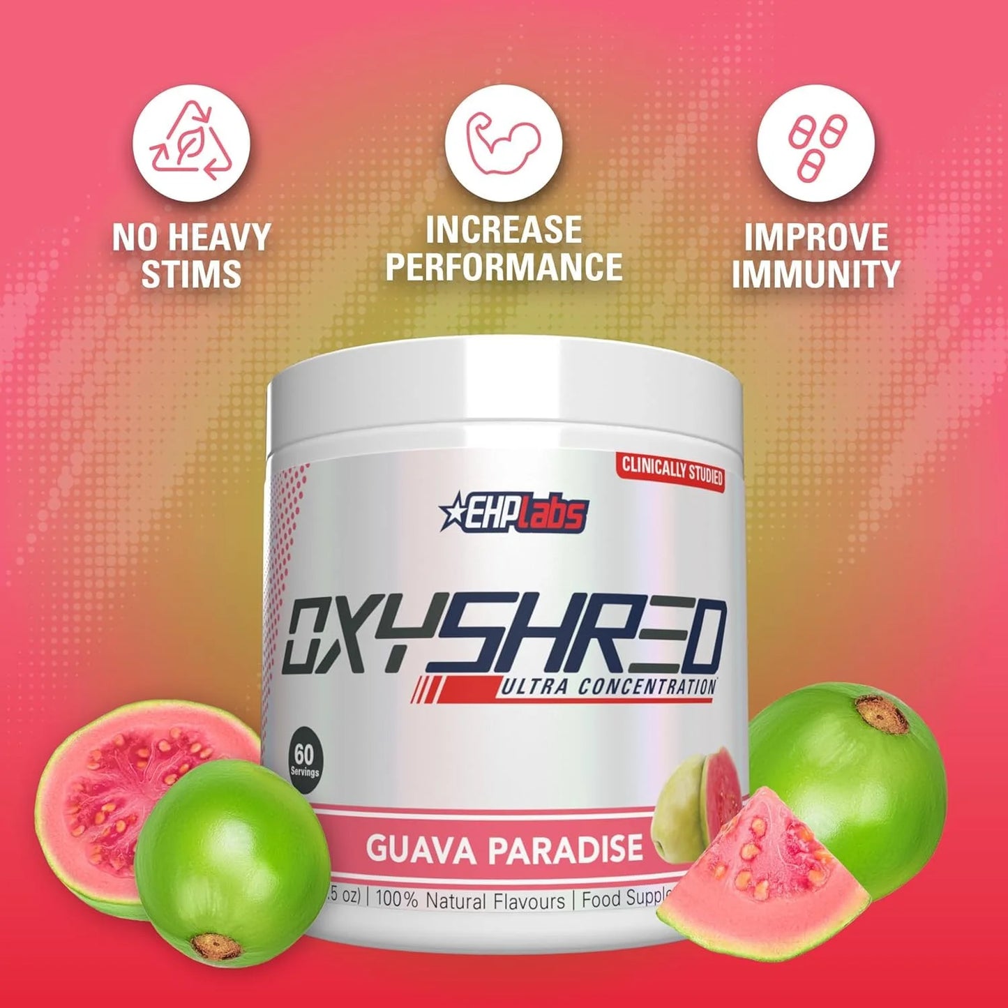 Oxyshred Pre Workout Powder & Shredding Supplement - Preworkout Powder with L Glutamine & Acetyl L Carnitine, Energy Boost Drink - Guava Paradise, 60 Servings