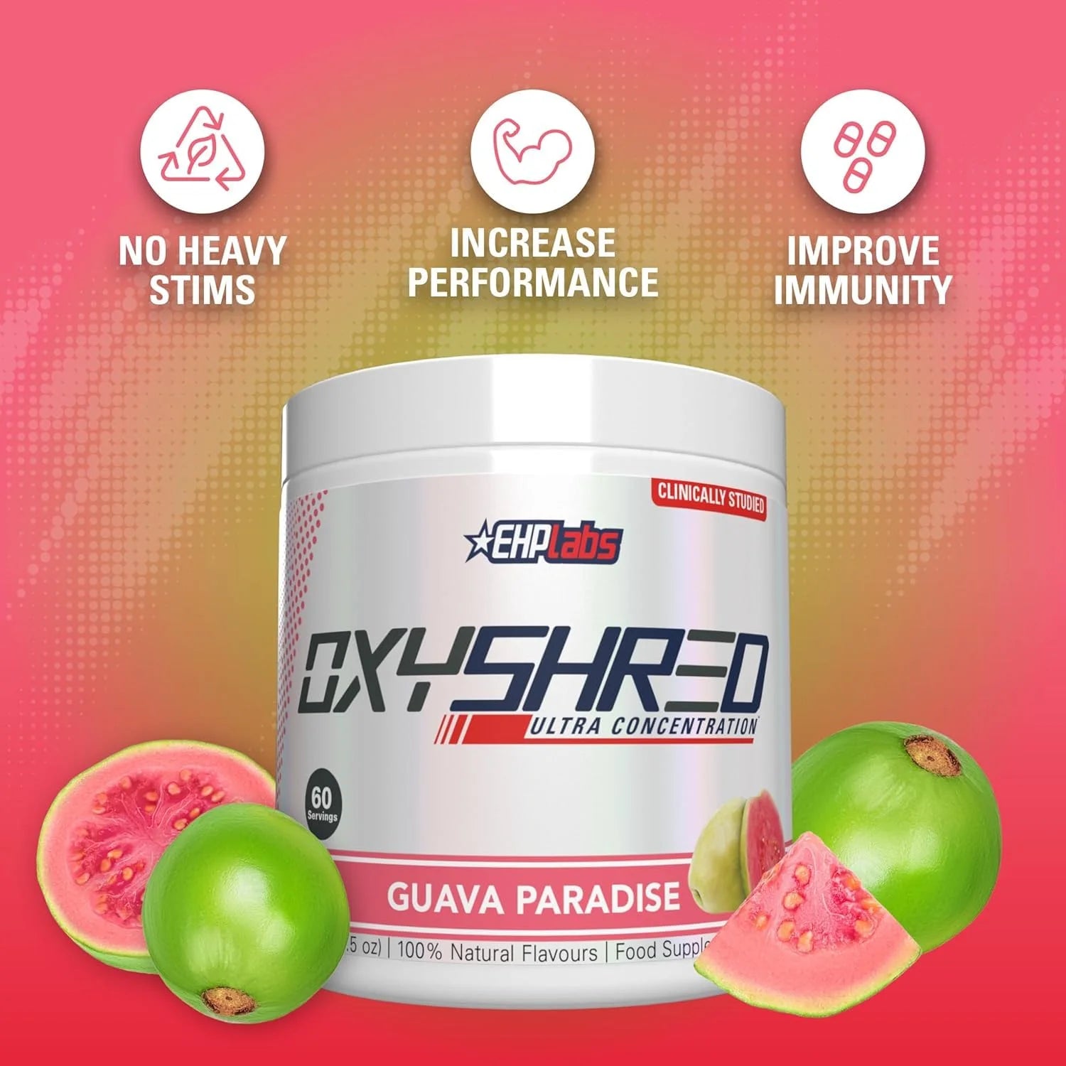 Oxyshred Pre Workout Powder & Shredding Supplement - Preworkout Powder with L Glutamine & Acetyl L Carnitine, Energy Boost Drink - Guava Paradise, 60 Servings