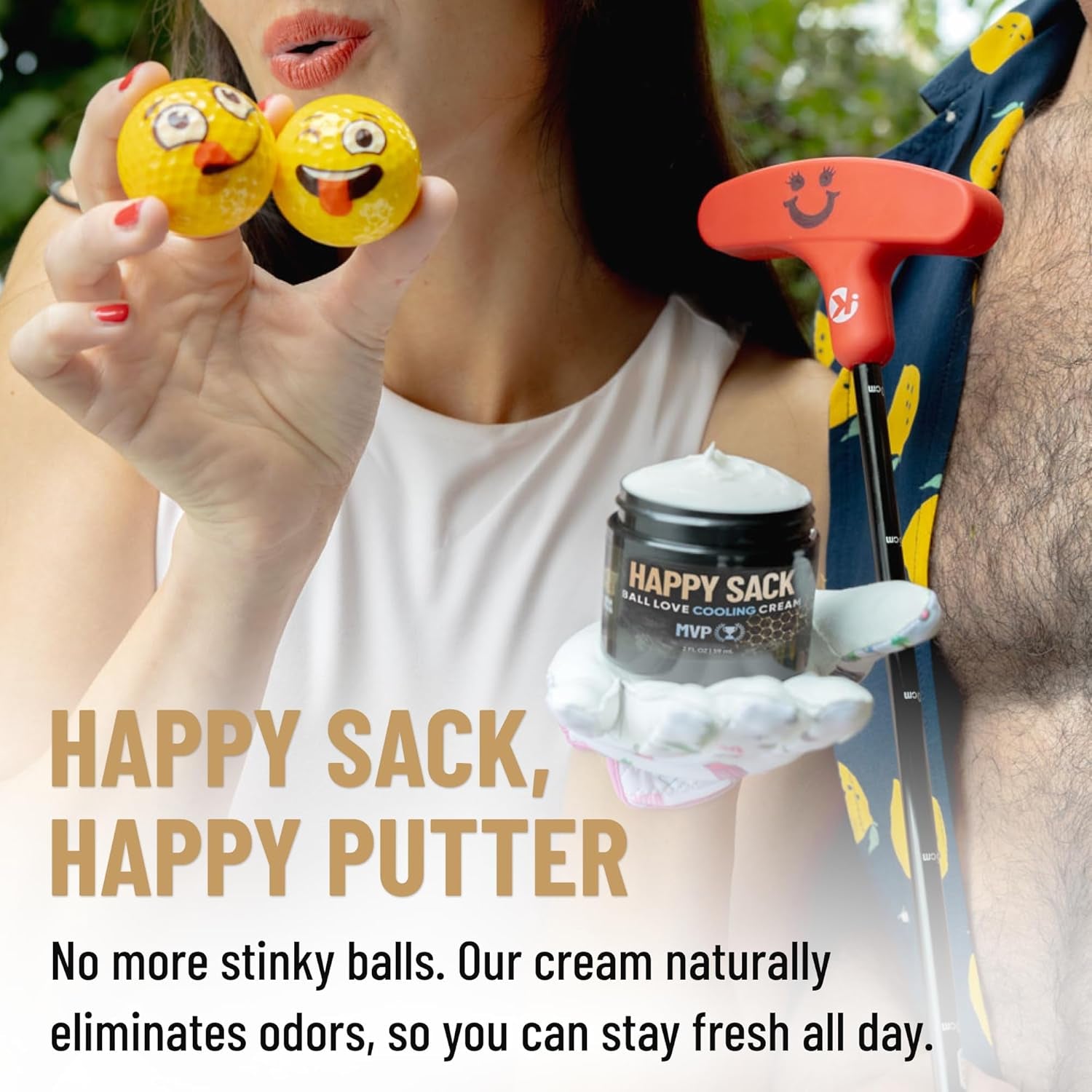 Happy Sack Ball Deodorant & anti Chafing Cream for Men | Formulated with All-Natural Deoplex for Odor Control | Aluminum Free Nut Love Cooling Cream - MVP Scent, 2 Oz (1 Pack)