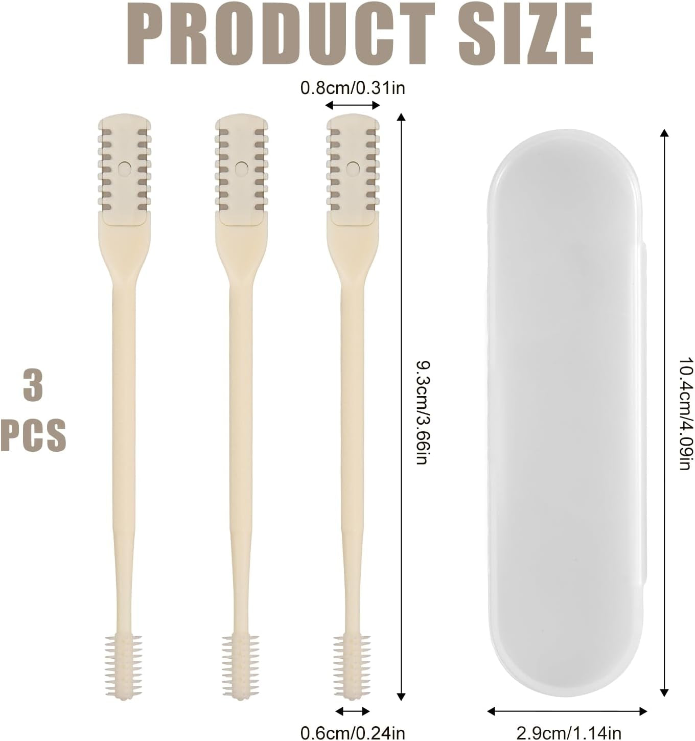 3Pcs 2 in 1 Nose Hair Trimmer, 360° Rotating Nasal Hair Cutter Clipper Double Sided Nose Hair Cleaner Portable Manual Nostril Hair Removal Tool with Ear Picker for Men Women (Cream)
