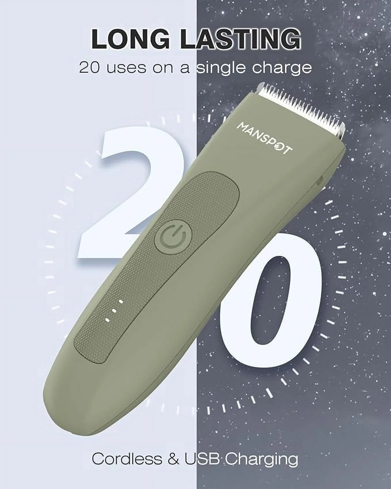 Manscape Body Hair Trimmer, Waterproof Battery-Powered, with Extra Blade, 1 Piece