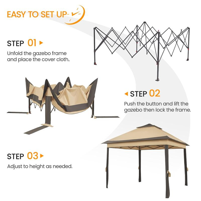  Yaheetech Pop up Gazebo Outdoor Canopy Shelter, Instant Patio Gazebo Sun Shade Canopy Tent with 4 Sandbags, Double Tiers & Mesh Netting for Lawn, Garden, Backyard & Deck