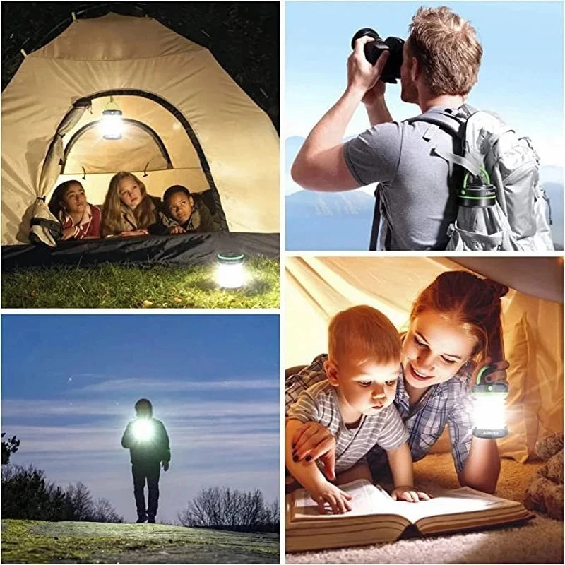 Camping Light Solar Rechargable Foldable Portable Lantern Power Bank Waterproof 3 Modes Flashlight Solar Lamp Camp Outdoor